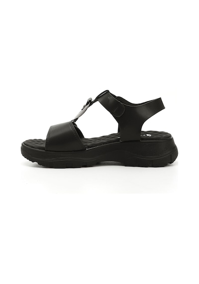 Gönderi(R) Gönderi R Siyah Cırt Bantlı Dolgu Topuk Toka Detaylı Comfort Sandalet Siyah