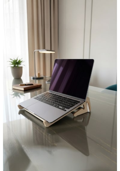 Ergonomik Ahşap Laptop Standı Laptop Yükseltici Dekoratif Ve Tüm Modellerle Uyumlu