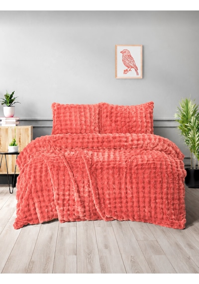 Merinos Diamond Kürk Bubble Desen Comforter Set, Çift Kişilik Yorgan Seti 220x240 Pudra Pembe