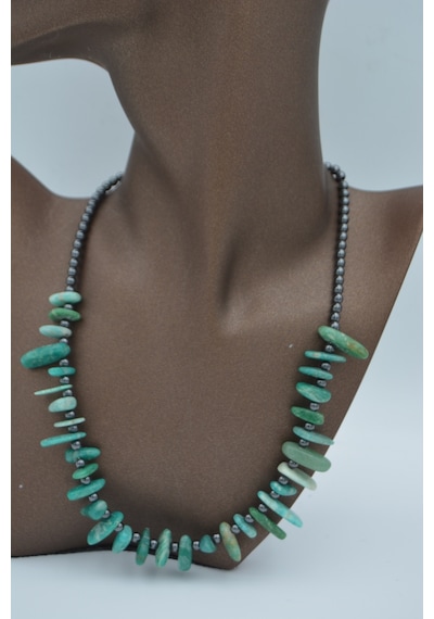 Stoneage Amazonit Ve Hematit  Kolye Sarı