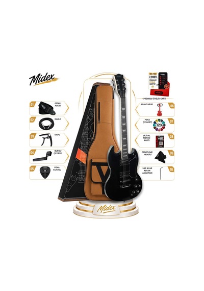 Midex Sg-special-bk Profesyonel Sg Kasa Hh Elektro Gitar Seti Siyah