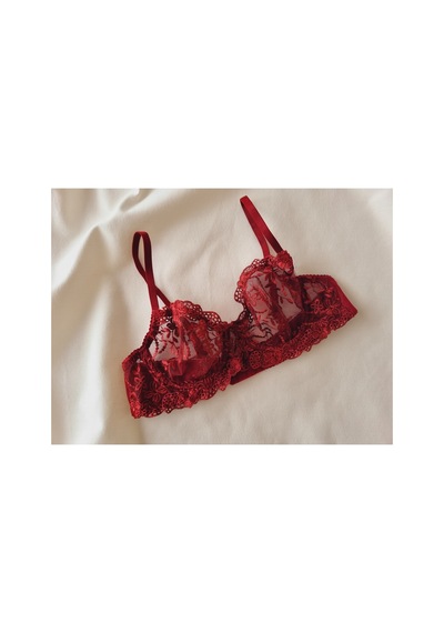 Demirsa Boutique Dantelli Çiçekli Balenli Bordo İç Çamaşır Takım Sütyen&tanga Bordo