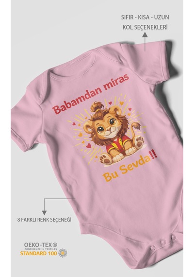 Morivokids Babadan Miras Bu Sevda Kısa Kollu Bebek Body Koyu Pembe