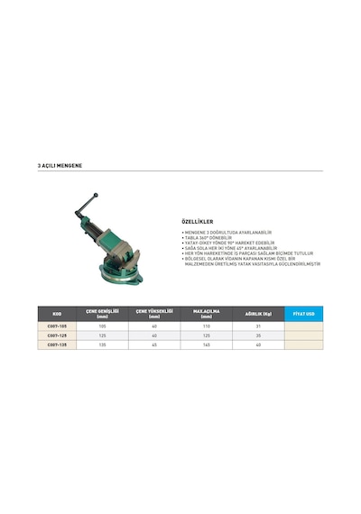 Fett 125mm Krasnic 3 Açılı Mengene