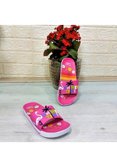 Calx 319 Pembe-beyaz 3d Baskılı Kız Çocuk Terlik Pembe - Beyaz