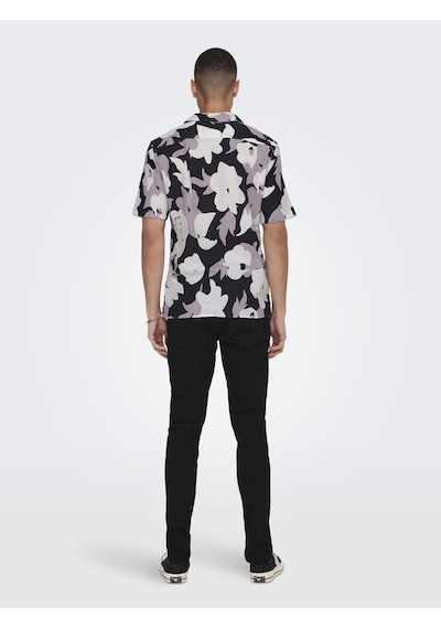 Only & Sons Onstrev Reg Ctn Lın Aop Ss Shırt Noos Erkek Pembe Kk Gömlek - 22025125 Pembe