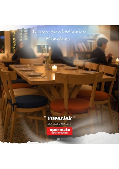 Xpermate Yuvarlak Sandalye Minderi Bağcıklı Yıkanabilir Sünger Minder Su Yağ İtici Mutfak Balkon Bahçe Tabure Mi Diğer