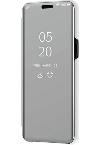 Oppo A5 2020 / A9 2020 Uyumlu Aynalı Kapaklı Lüx Kılıf Gümüş