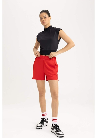 DeFactoFit Crop Dik Yaka Sporcu Kısa Kollu Ağır Kumaş Tişört B8966AX24SMBK81