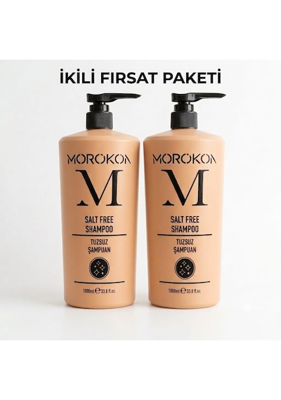 Morokon Tuzsuz Şampuan 1000 Ml 2 Adet Tüm Saçlar