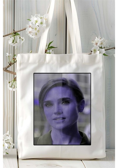 Art Hediye Jennifer Connelly Baskılı Bez Çanta Omuz Çantası Kişiye Özel Desen 2 Çok Renkli