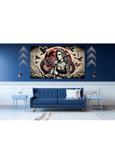 Ti-play Suikastçi Kadın Samuray Mezarlık 60x90cm Modern Pvc Çerçevesiz Tablo