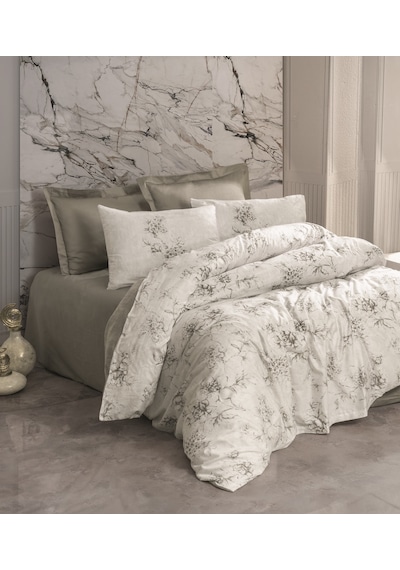 Cotton Box Saten Çift Kişilik Nevresim Takımı Florid Vizon