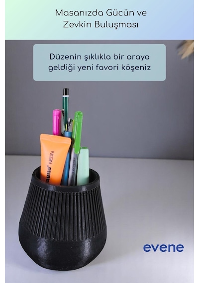 Kalemlik Masa Kalemliği Organizer Kalemlik Siyah Renk Model 88 Çok Renkli
