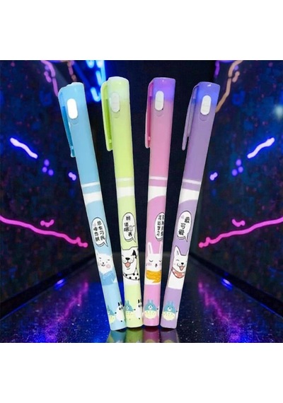 Vıp 6 Pcs Invisible Ink Pens Uv Led Light 6 Adet Mor Işıklı Görünmez Kalem Figürlü Işıklı Kalem Renkli
