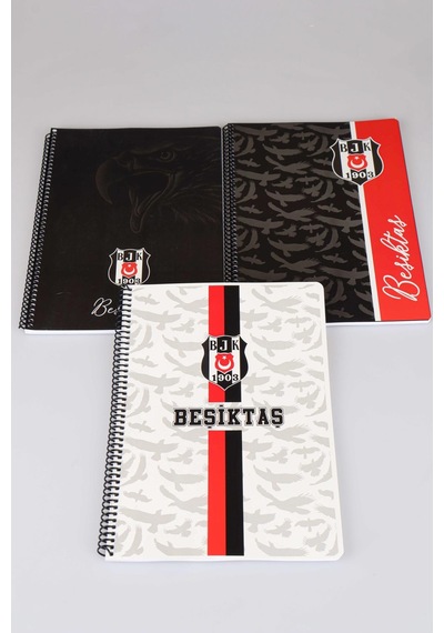 Lisanslı Beşiktaş "tekli" Spırallı Çizgili A4 Karton Kapak 72 Yaprak Defter