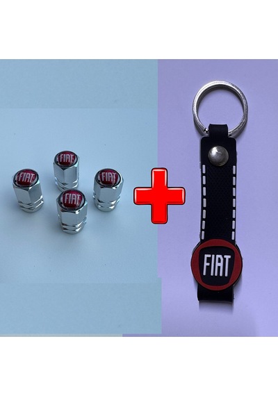 Fiat Egea İle Uyumlu Logolu Alüminyum Sibop Kapağı Ve Silikon Anahtarlık