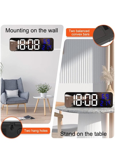 Valkyrie Nem Ölçer Dereceli Led Duvar Ve Masa Alarm Saati Lacivert