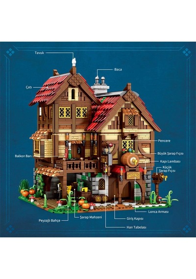 Reobrix 66018 Orta Çağ Bistrosu Yaratıcı Yapı Blok Seti Building Blocks Medieval Bistro -2831 Parça