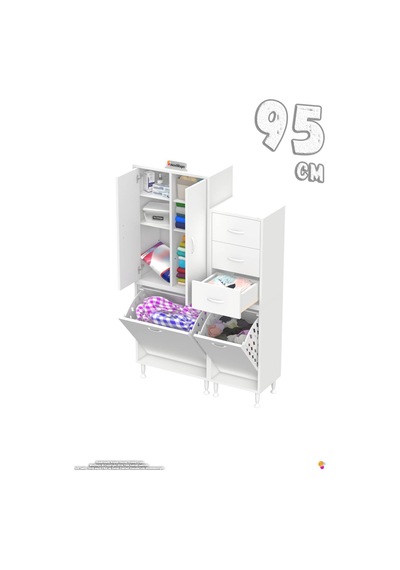 Ohbe 55 + 40cm Genişlik 160cm Boy 32,5cm Derinlik Kirli Sepetli 2 Kapak 3 Çekmeceli Çok Amaçlı Banyo Dolabı Beyaz Ohbe 55 + 40cm Genişlik 160cm Boy 32,5cm Derinlik Kirli Sepetli 2 Kapak 3 Çekmeceli Çok Amaçlı Banyo Dolabı Beyaz