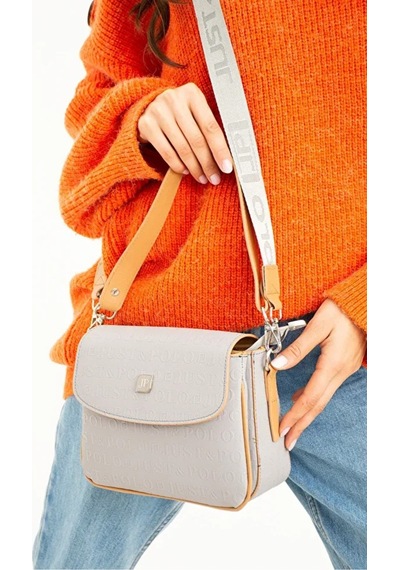 Just Polo Kadın Ayarlanabilir Askılı Şık El & Omuz Çantası Ve Cüzdanı Kombin Shopper Gri - Taba