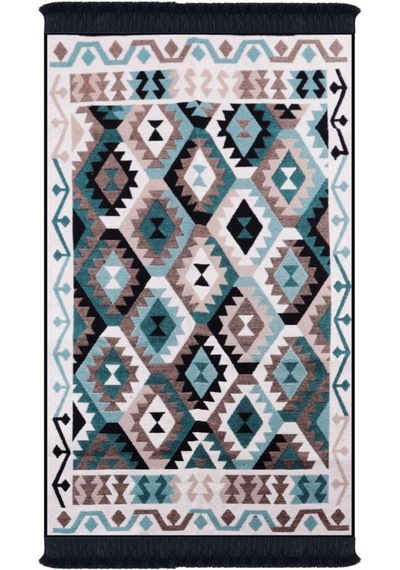 Bigghome Çift Taraflı Kilim, Makinede Yıkanabilir, Modern Desenli, 80 150 Cm, Sa1818a Desenli