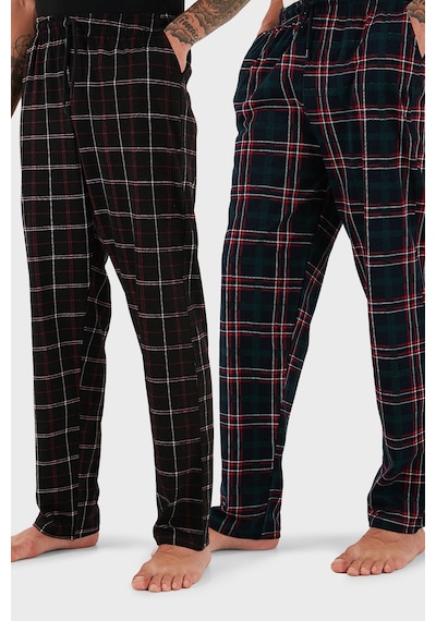 Buratti Pamuklu Regular Fit Normal Bel Düz Paça Cepli 2'Li Paket Erkek Pijama Altı 6574003S2 Siyah Bordo-Yeşil