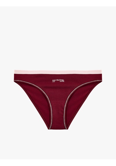 Koton Renk Kontrastlı Pamuklu Baskılı Brief Külot Bordo 7wlk30158mk
