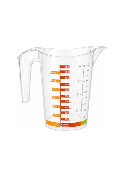 3'lü Set Kulplu Ölçü Kabı Seti 300 Ml -- 500 Ml -- 1000 Ml Pastacı Şeffaf - 905863498 Şeffaf
