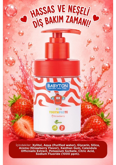 Doğal Çilekli 2 Yaş Ve Üzeri Florürlü Diş Macunu Pompalı 200 Ml Temel Bakım