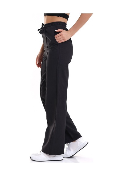 Winmoda34 Kadın Keten Palazzo Pantolon Önü Dikişli siyah