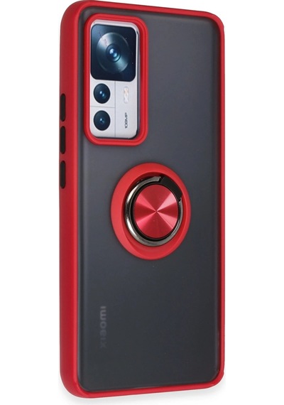 Newface Xiaomi Mi 12t Pro Kılıf Montreal Yüzüklü Silikon Kapak Glblseme - 81 - Kırmızı
