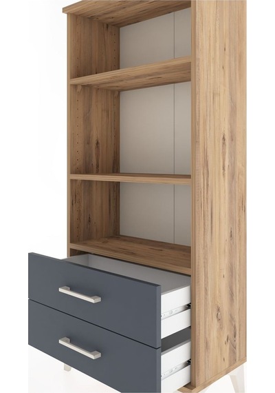 Hyperion Dolap 3 Raflı 2 Çekmeceli 60x44x134 Çam-antrasit Atlas Çam