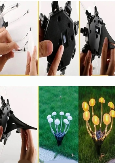 Solar 8 Mantarlı Led Güneş Enerjili Kazıklı Bahçe Lambası Bahçe Çim Peyzaj Dekorasyon Lambası 1