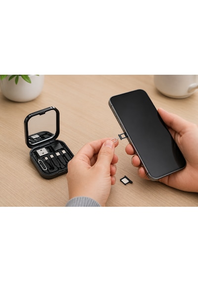 6'sı 1 Arada Seyahat Seti Çevirici 60w Hızlı Şarj, Sım Kart İğnesi, Usb Dönüştürücü, Nano & Micro Sd Kart Yuvası 1 Adet