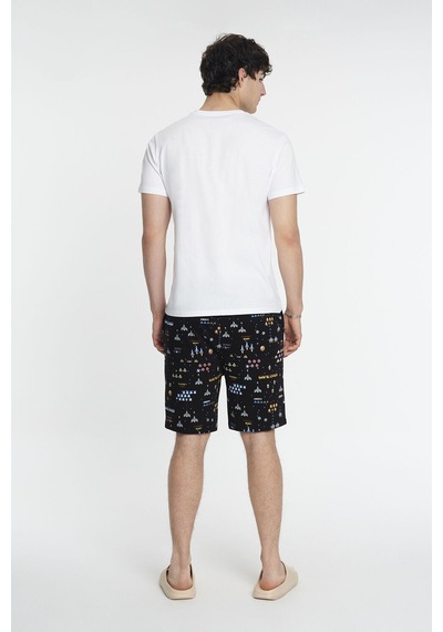Loft Regular Fit Erkek Pijama Beyaz - Siyah