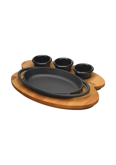 Lava Oval Tava 21*14 Ahşap Altlı