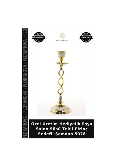 Özel Üretim Hediyelik Eşya Salon Süsü Tekli Pirinç Sedefli Şamdan 5078 Çok Renkli