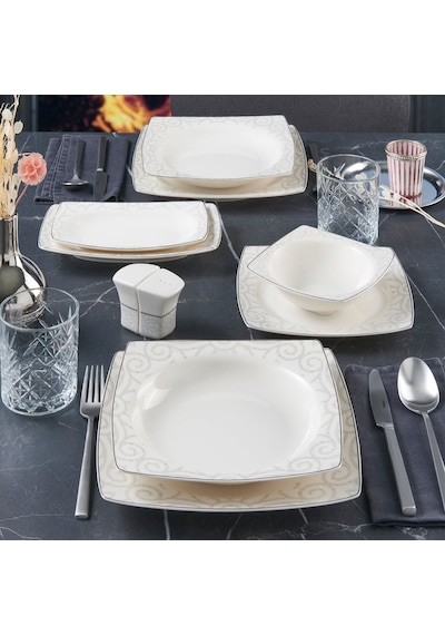 GÜRAL CAROLİNE 54 PARÇA 12 KİŞİLİK YEMEK TAKIMI 6335