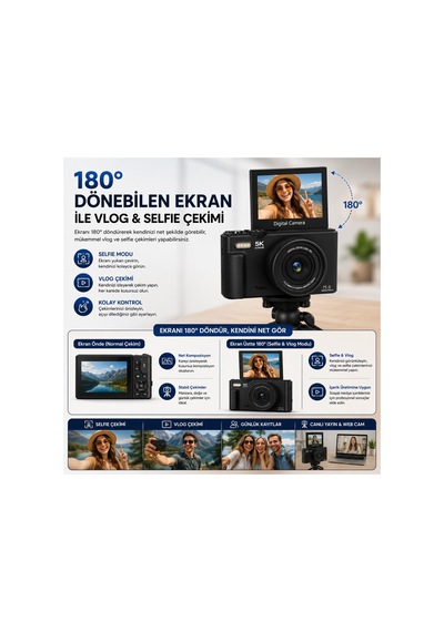 Robeve 5k Vlog Uhd 75mp Fotoğraf Makinesi