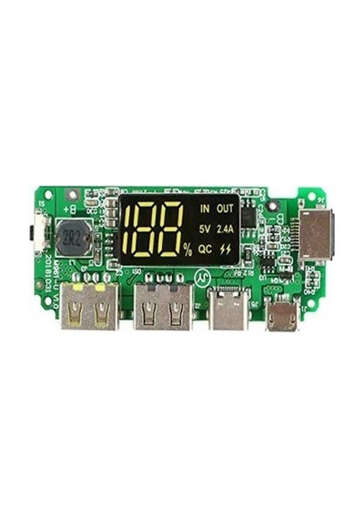 Ledli Çift Usb 5V 2.4A Micro Usbli Powerbank 18650 Şarj Kartı
