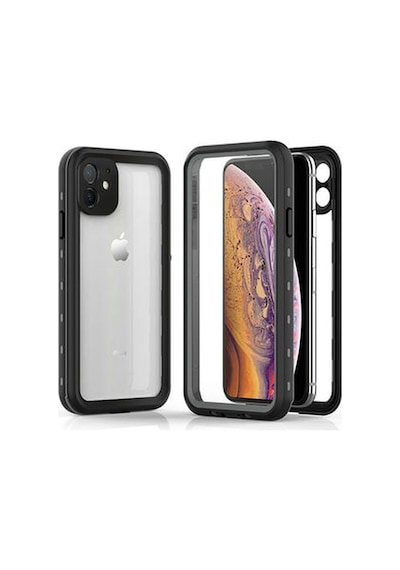 Lexroo Apple iPhone Uyumlu 12 1-1 Su Geçirmez Tpu Sert Pc Kılıf - Siyah