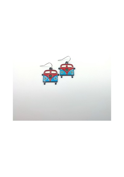 Tedz Collection Çiçekli Vosvos Pin Küpe Çok Renkli