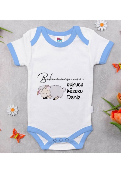 Bitmeyenkartus Bk Kids Kişiye Özel Mavi Bebek Body Zıbın - Model 90 Çok Renkli
