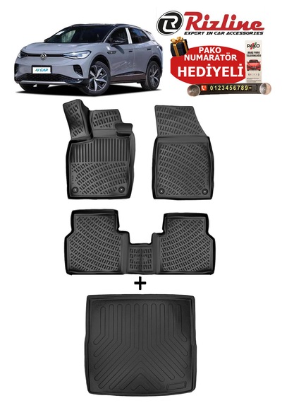 Volkswagen Id.4 Elektrikli 2021-2026 Model Arası Havuzlu Paspas Ve Bagaj Havuzu Seti