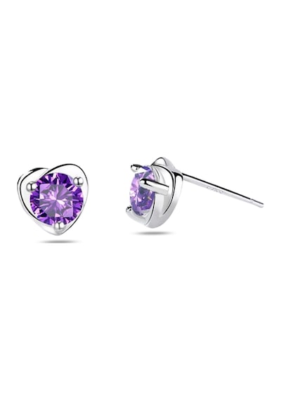 Brezza Lusso Jewelry Ametist Taşlı Kalp Tasarımlı Bayan Gümüş Küpe
