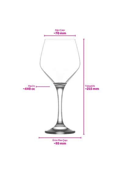 LAV Ella Cam Goblet 6'lı 260 ml Ayaklı (Şarap Kadehi , Kokteyl Bardağı)