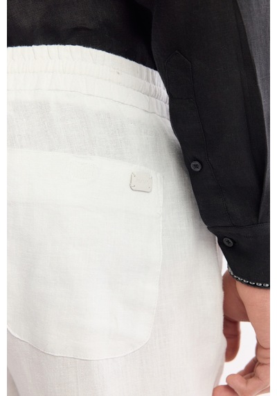 Avva Erkek Beyaz Beli Lastikli %100 Keten Relaxed Fit Pantolon B003032
