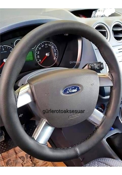 Ford Connect Deri Dikmeli Direksiyon Kılıfı Soft Siyah 38×10.5Cm