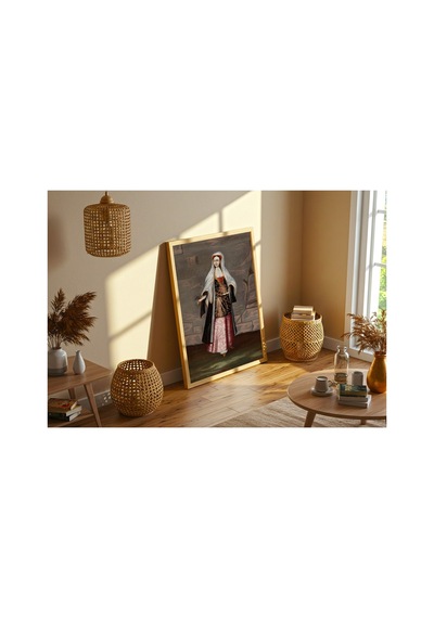 Osmanlı Vanmour Mikonos Adasından Bir Kadın Çerçevesiz Poster 21x30 Cm A4 Tablo Osmanlı Türk Resmi